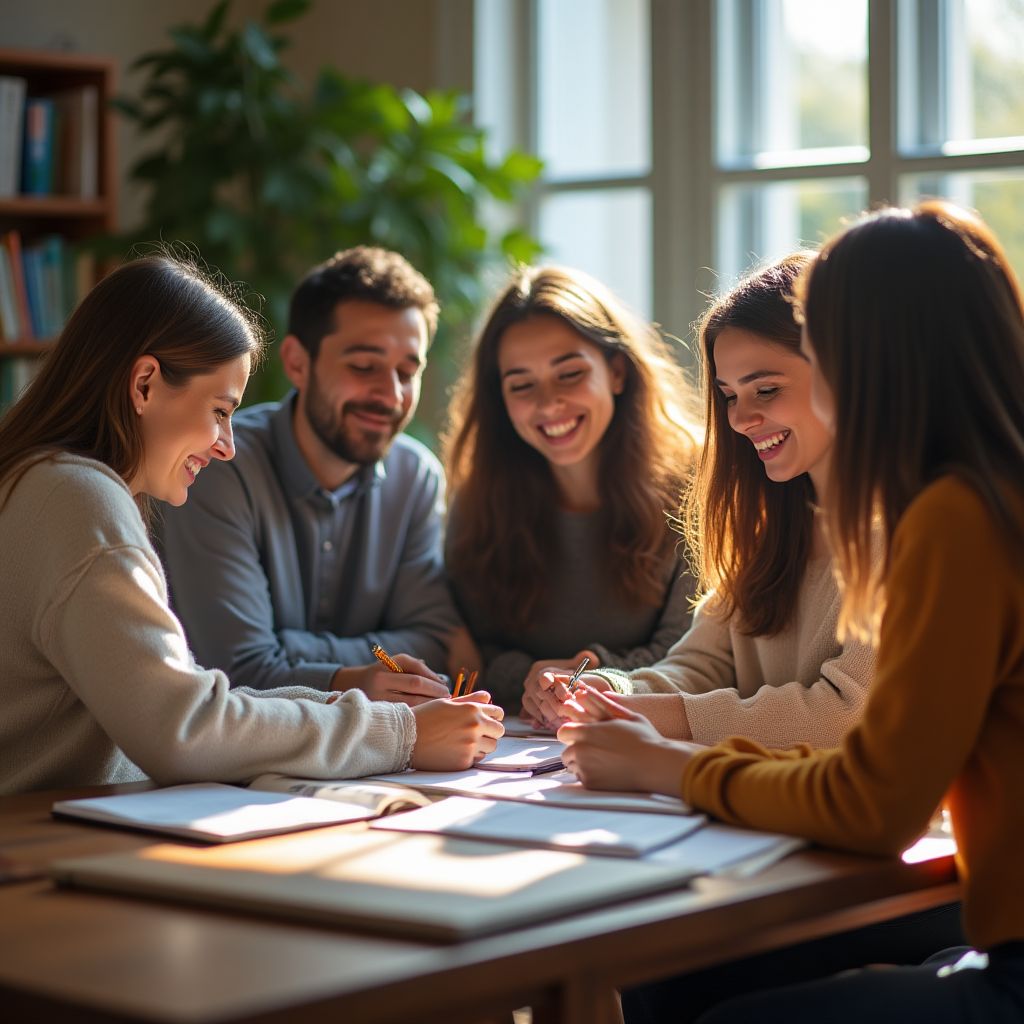Gruppo di persone che imparano lingue insieme